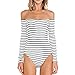 Cheapcotton Women's Black Stripe Shoulderless Leotard (S)