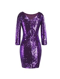 Vestido de fiesta con lentejuelas brillantes y mangas 3 4 para mujer