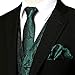 ZEROYAA Men's 3pc Paisley Jacquard Vest Set Necktie Pocket Square Set for Suit or Tuxedo ZLSV14 Green Black Medium