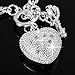 GCIYAEN Women Men Fashion Jewelry 925 Sterling Silver Plated Chain Heart & Key Pendant Charm Bracelet