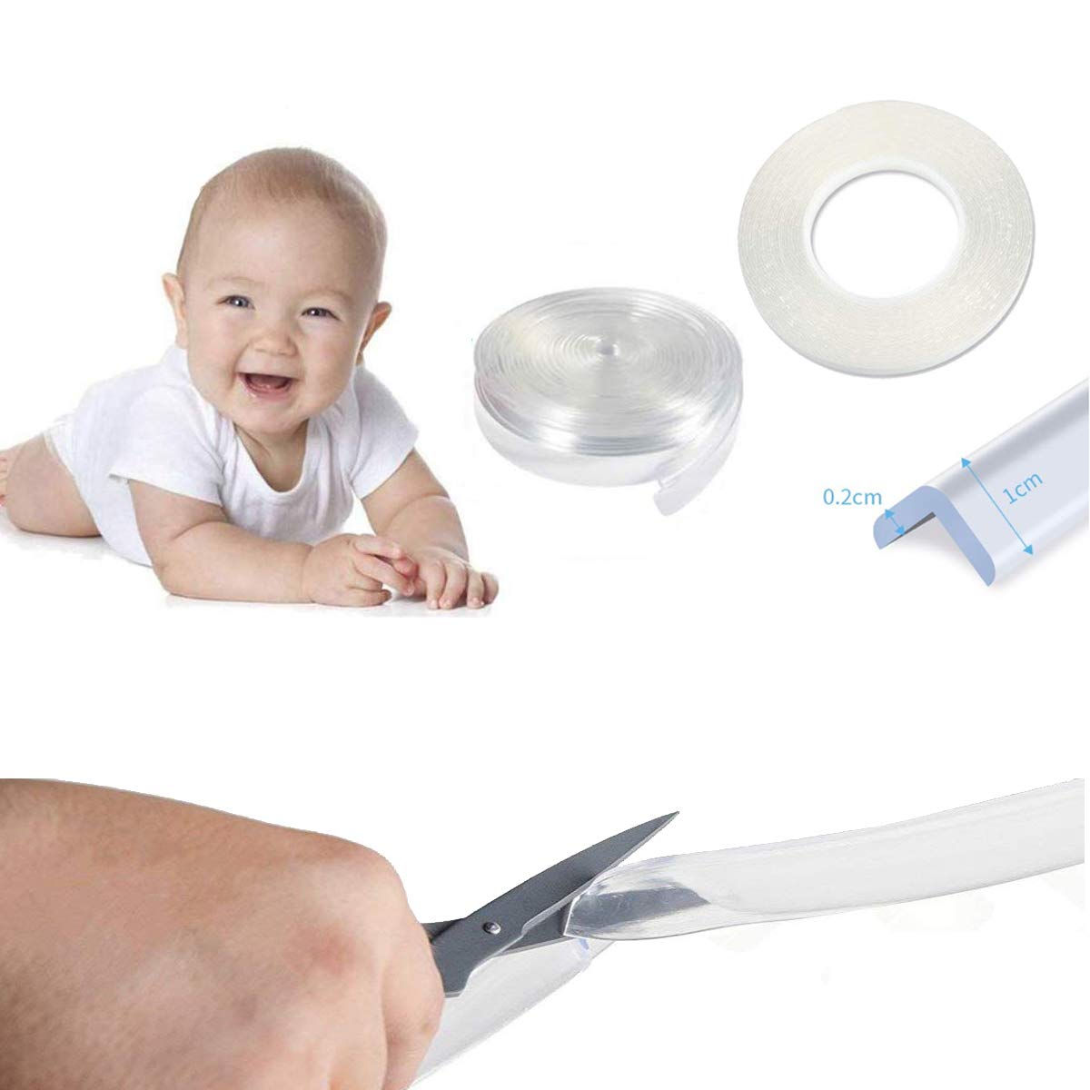 Edge Guards Child Safety, Childproof Corner Protectors, Baby Clear Table Edge Protectors for Furniture, Fireplace, Cabinet, 20ft(6m) Corner Guards Table Bumpers with Tape : Baby