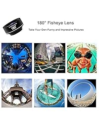 Lente de la cámara del teléfono, Faireach 4 en 1 Kit de lentes para teléfonos celulares   Lente de teleobjetivo con zoom de 18X + Lente ojo de pez 180 ° + Lente gran angular de 120 ° + Lente 20XMacro Compatible con iPhone X XS Max XR   8 Samsung Android