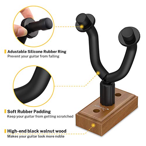 Donner Guitar Wall Mount Hanger 6Pack, Black Walnut Guitar Wall Holder