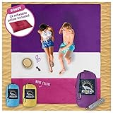 Rising Turtle Sand Proof Beach Blanket – Extra Large 8×9′, No Sand, Wind Resistant, Quick Drying, Compact Beach Mat, Sand Free Beach Sheet for Hiking, Camping, Festivals