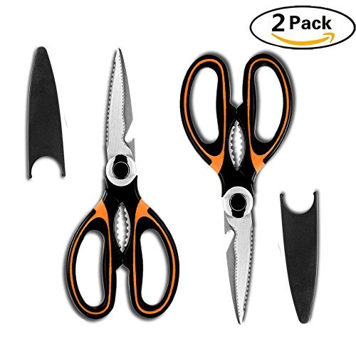 Kitchen Shears, Heavy Duty Scissors, Stainless Steel Multi-Purpose Scissors with Blade Cover, 2 Pack by Natasha Store.