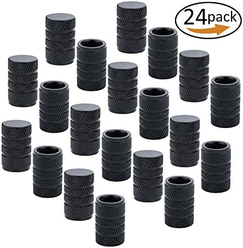 JANYUN 24 Pcs Black Auto Tyre Tire Valve Stem Covers Caps