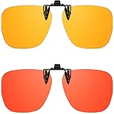 DreamCalf 2 Pack Clip On Blue Light Glasses for Women Men, Fit Over Prescription Eyewear Reduce Computer Eye Strain