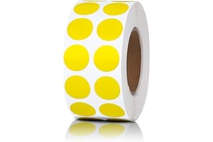 LUCKYHERN Pack of 2000 Round Color Coding Circle Dots Stickers Labels (1/2", Yellow)