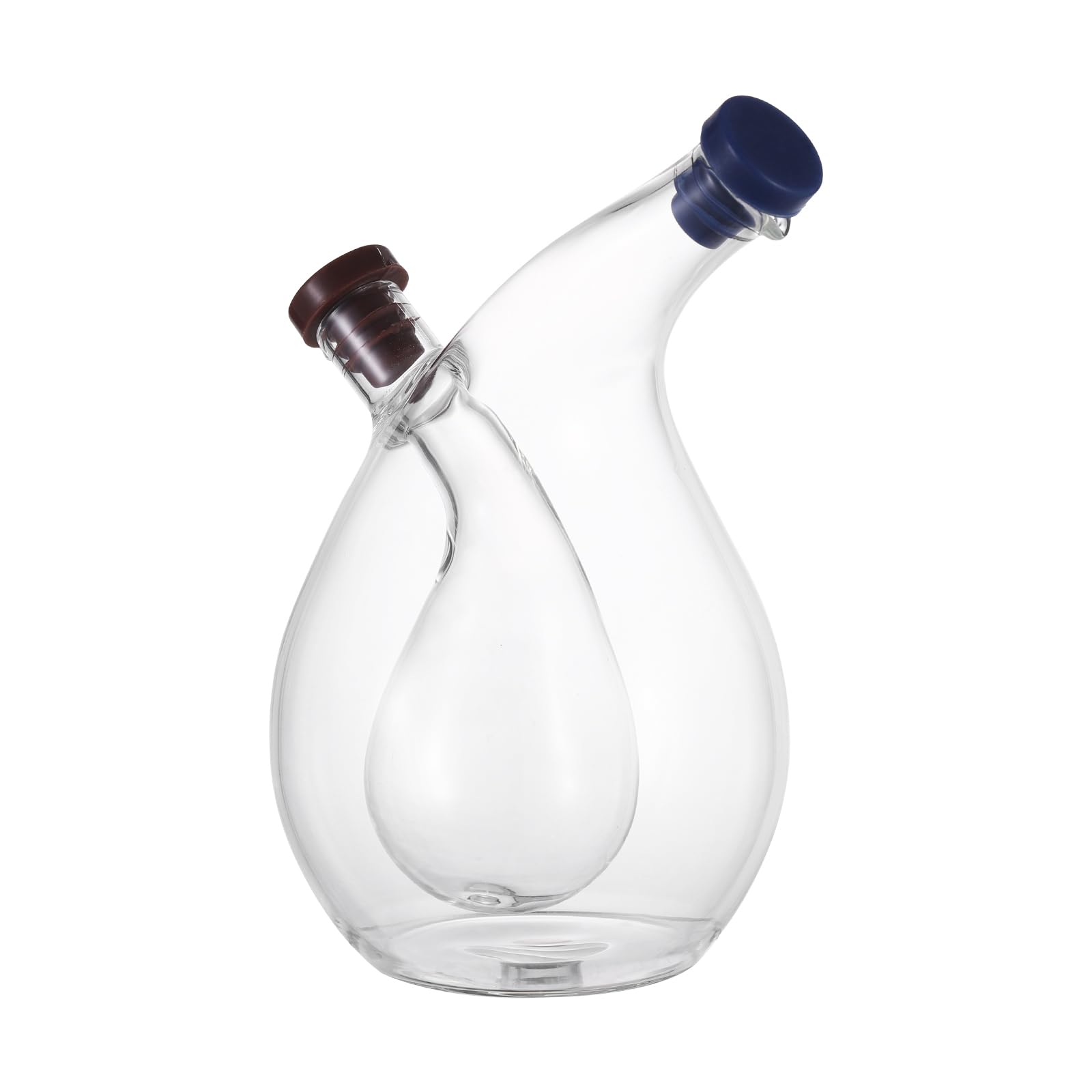 Angoily Clear Glass Oil and Vinegar Dispenser, Dual Glass 2 in 1 Oil Vinegar Container/Bottle for Kitchen Cooking