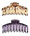 Prettyou Hair Clips 4.3 Inches Large Plastic Resin Hair Accessories Clip for Women, Pack of 2. (Purple-Yellow)