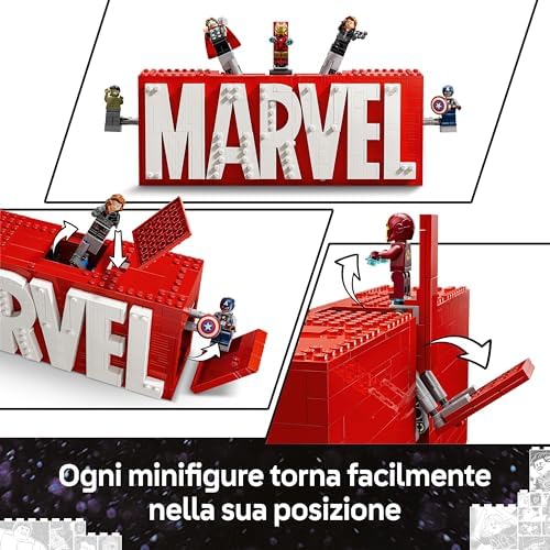 Logo e Minifigure MARVEL - Modellino da Costruire con Supereroi Leggende di Hulk, Thor, Iron Man, Black Widow e Captain America Giocattolo, Giochi per Bambini da 12 Anni da Collezione 76313