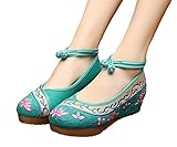 AvaCostume Old Beijing Womens Embroidery Summer Sandals Comfortable Casual Walking Shoes