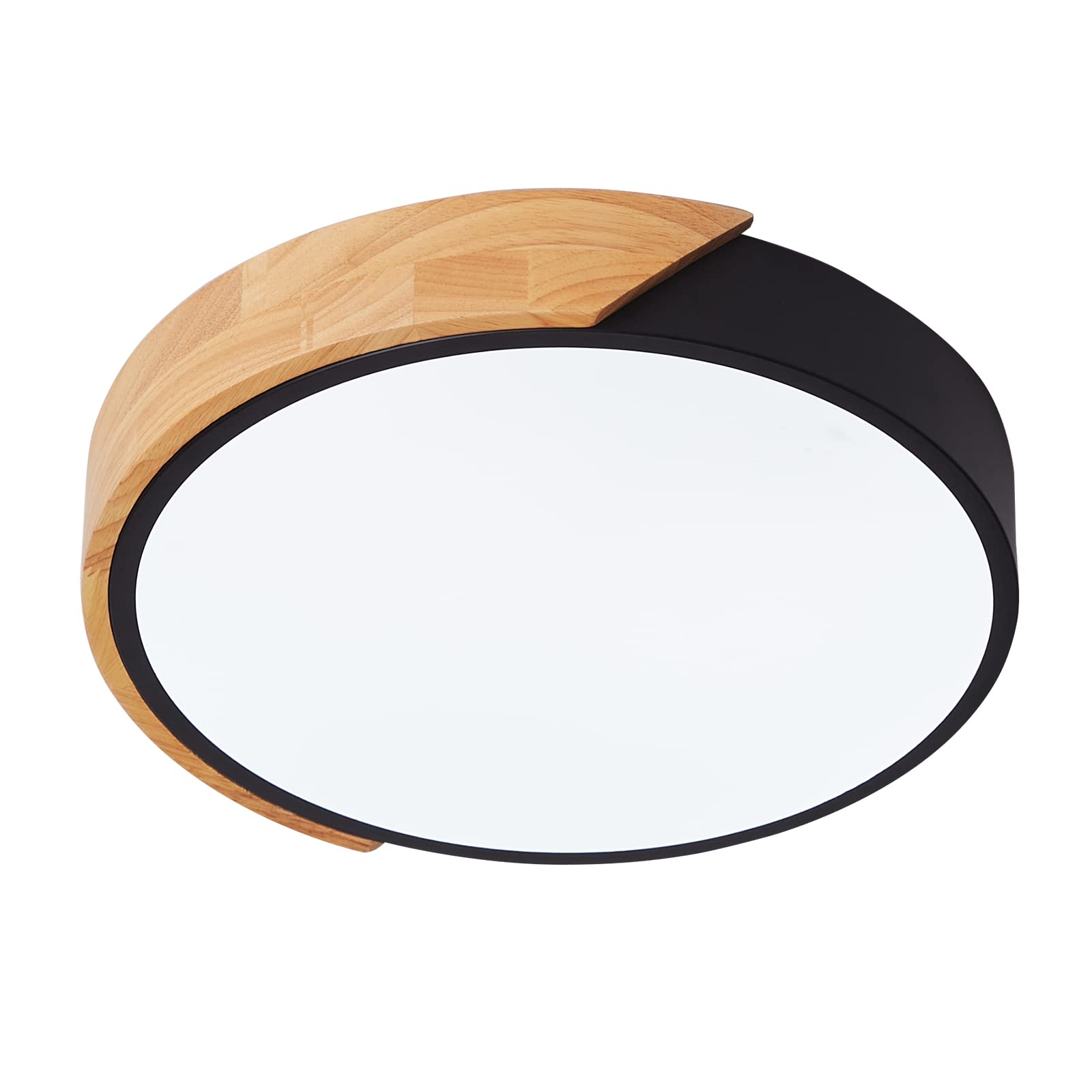 Schindora LED Ceiling Light 24W Cool White 6000K 1600LM, Indoor Wooden Round Modern Led Ceiling Lights Ø30cm for Lounge Hallway Home Office Porch