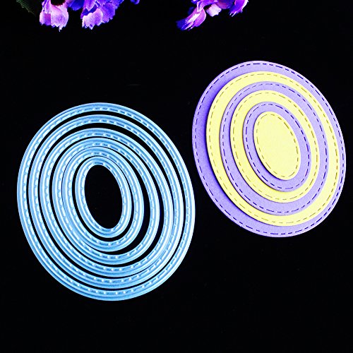 Taloyer 6pcs Metal Cutting Dies Creative Oval Stencil Embossing Template Moulds for DIY Scrapbooking Album Paper Card Making Craft Decor - Thumbnail 3