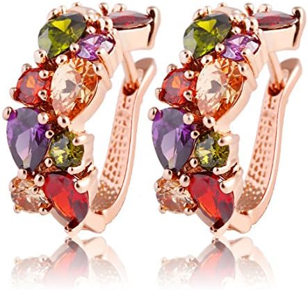 18K White Gold Plated Cubic Studs Crystal Zirconia Stone Crystal fashion Hoop Earrings for Women Girls