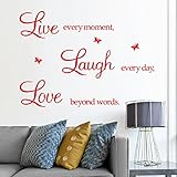 Wall Stickers,Ikevan PVC Decal Removable Art Family Beautiful Flower Motto Wall Stickers Home Words Decor Wall Sticker 50X70cm (Red)