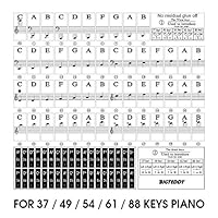 BIGTEDDY - Piano Stickers for 37/49/54/61/88 Key Keyboards - Tranparent Removable Labels for Kids Beginner Learning Music Note Suitable all Brands