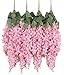 Duovlo Silk Wisteria Flower Artificial 2.13 Feet Hanging Wisteria Vine Fake Flower Bush String Home Party Wedding Decoration,Pack of 4 (Pink)