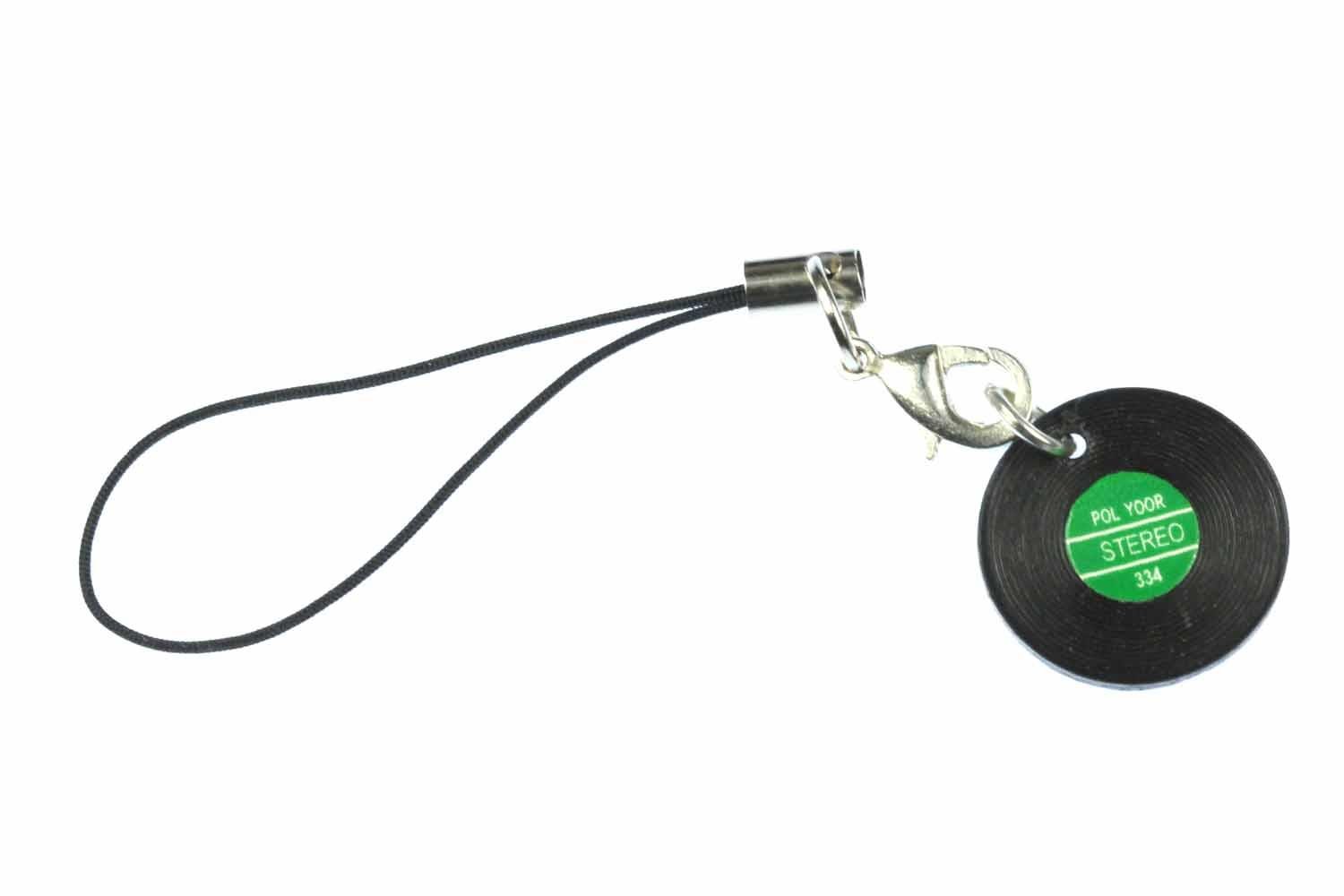 Miniblings Record Mobile Cell Phone Charm Pendant LP Vinyl Disc Disco DJ Plate Green