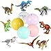 Dinosaur Building Block with Colorful Ball,Plastic Dinos Action Figures for Easter Gift Basket Fillers Surprise Egg with Coin Bank,Dino Playset for Boys Girls Aged 4,5,6,7,8,9