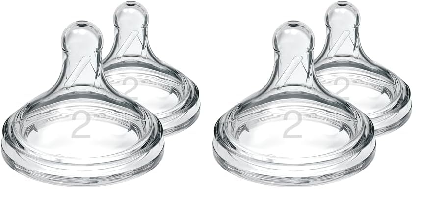 Dr. Brown’s Natural Flow Level 2 Wide-Neck Baby Bottle Silicone Teat, Medium Flow, 3m+, 100% Silicone Bottle Teat, 4-Pack