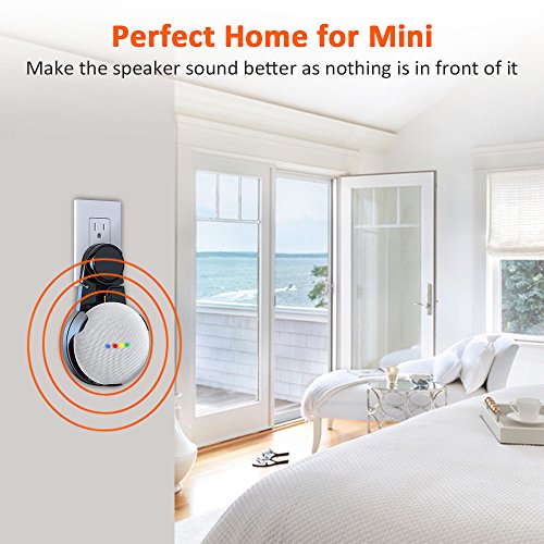 Pobon Outlet Wall Mount Hanger Stand for Google Home Mini Voice Assistants, Bcway AI Home Mini Accessories Smart Speaker Holder Built-in Cable Management Without Messy Wires or Screws