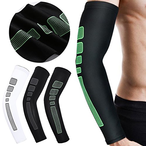 ULKEME Cycling Basketball Running Anti UV Arm Sleeve Warmers Compression Elbow Pad Cuff - Thumbnail 4