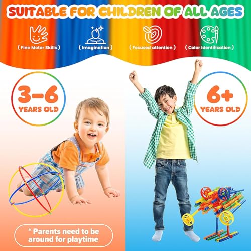 1000 Pieces Construction Straws and Connectors Toys, Fort Building Toys for Kids, STEM Creative Building Games for Boys and Girls Ages 4 5 6 7 8 Years Old