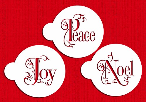 Joy, noel and peace cookie set by designer stencils