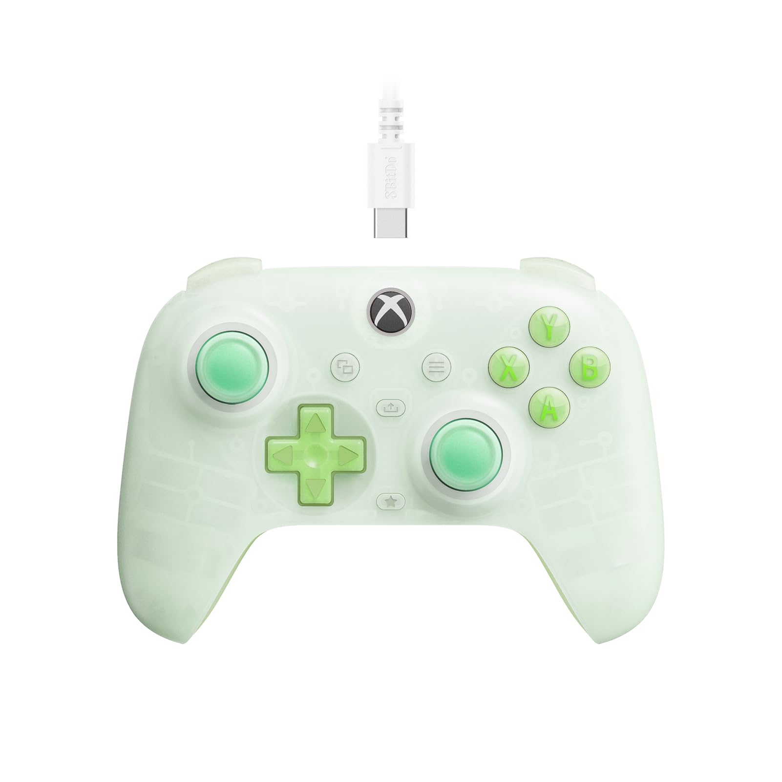 Photo 1 of 8Bitdo Ultimate Mini Wired Controller with RGB Lighting Fire Ring, Hall Effect Joysticks and Triggers, for Xbox Series X|S, Xbox One, Windows 10/11 - Officially Licensed (Translucent Green)