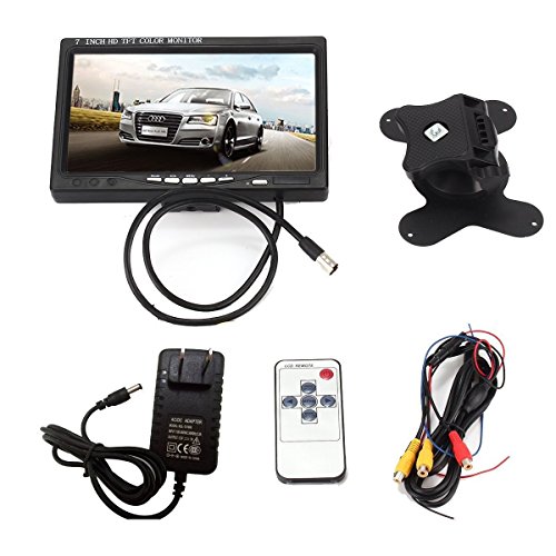 Camecho Mini PC CCTV Display Home Security Surveillance Screen 1024x600 7 inch HD LCD Car Backup Monitor Support HDMI / VGA / Video / Audio with free 5 mm AC Adapter
