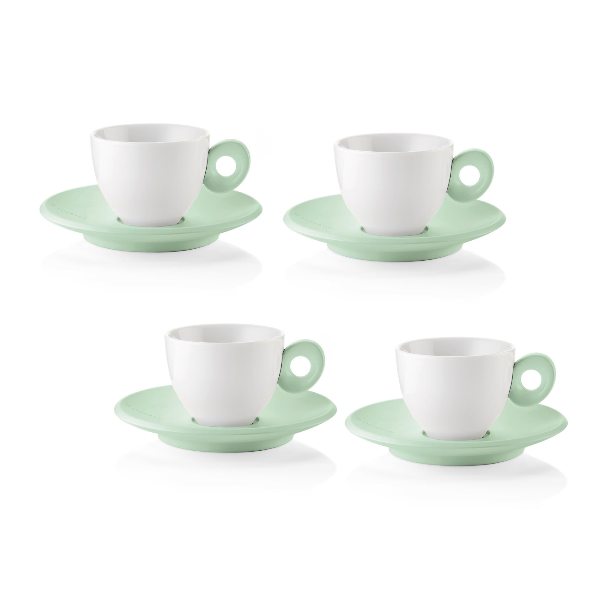 Guzzini - Everyday Set of 4 Espresso Cups with Saucers - Mauve Green - 081701243
