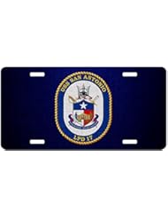 Home: Premium Aluminum License Plate - U.S. Navy USS San Antonio (LPD 17), amphibious transport dock emblem (crest) - ExpressItBest