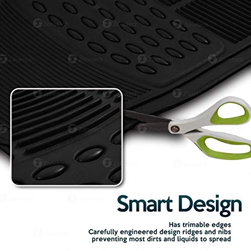 Zone Tech Black Car Vehicle Floor Mat Trimable Universal Fit, All