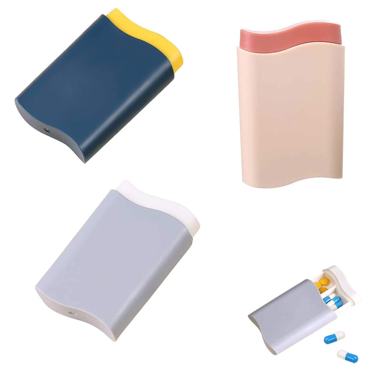 Eowppue 3 Pcs Large Capacity Pill Box – Travel Medicine Organizer – Portable & Sealed Daily Pill Storage – Compact Design for On-The-Go Health Management – Ideal for Vitamins & Medications
