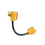 Camco Heavy Duty RV Dogbone Electrical Adapter with Innovative 180 Degree Bend Design and Easy PowerGrip Handle - 50 Amp Male