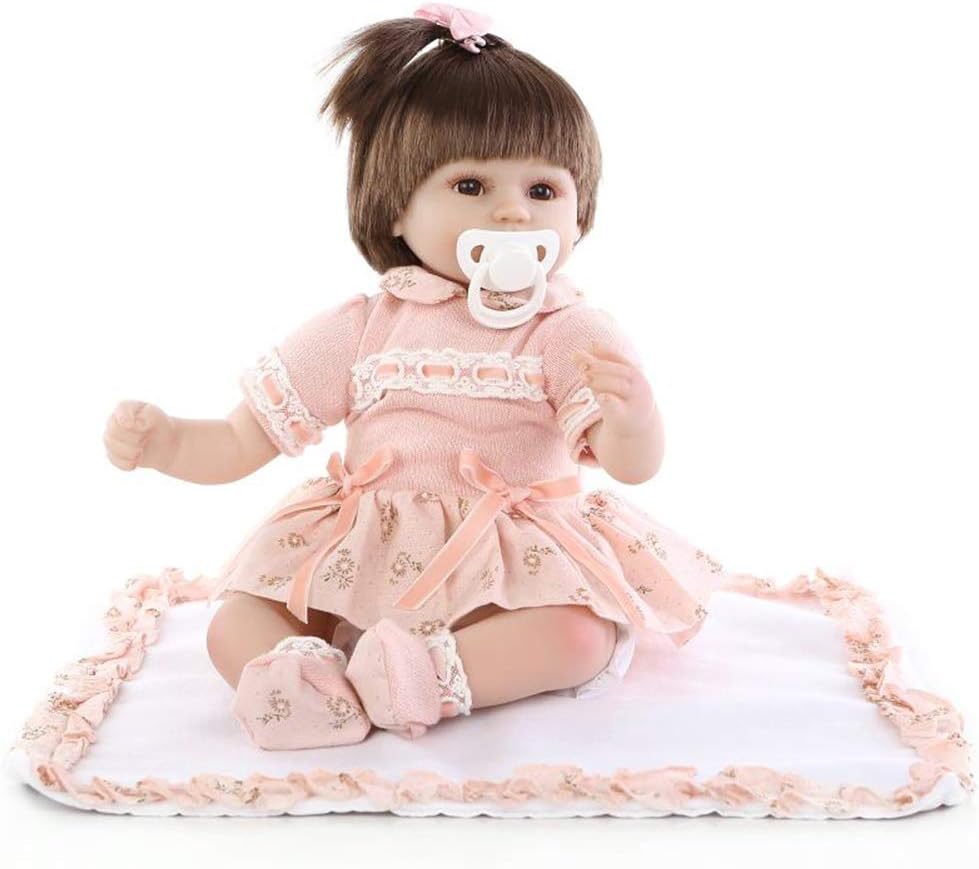 Inagi Aden Handmade Vinyl Soft Silicone Reborn Doll Realistic Looking Baby Girl Newborn Dolls Toddler 17 inch Magnet Pacifier for Ages 3+