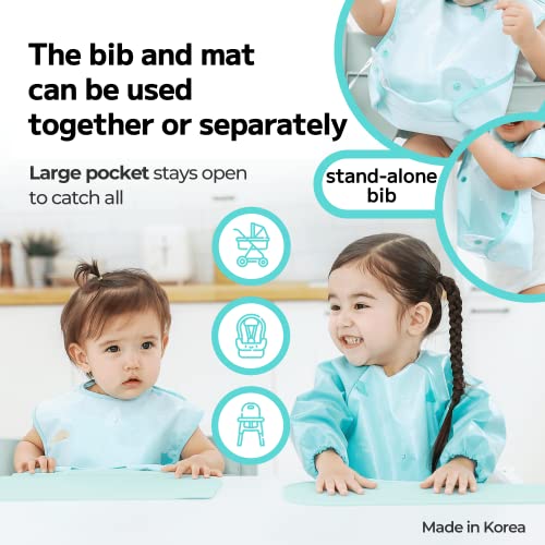 Papas Idea Manta Coverall Baby Feeding Bib for First Eating, Long