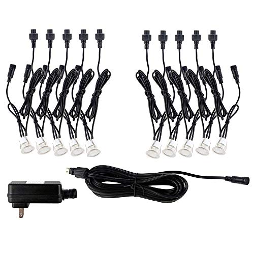 Zip-LED Deck Lights in Stainless Steel, 12V Low Voltage, 3000K Warm White, IP67 Waterproof, Indoor and Outdoor Home use in Bathrooms, Kitchens, Landscapes, Pathways, Stairs, Steps and Soffits