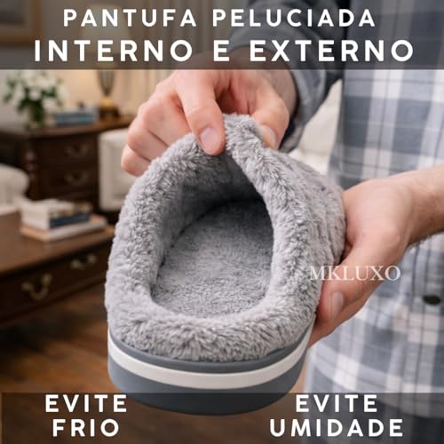 Pantufa Peluciada Interno Externo Macio Solado Pvc Antiderrapante Reforçado Alto Chinelo Masculino Feminino Unissex Home Confortável Aberto Veludo Forrada Nuvem Quente Inverno Sapatilha