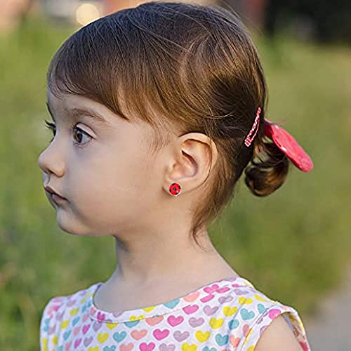 Earrings Black Spot Red Silver Bug Earrings