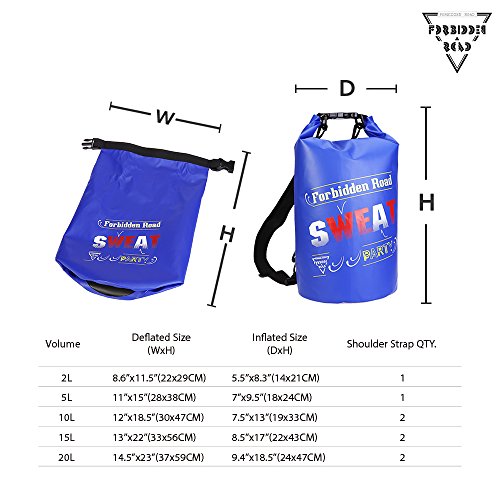 Forbidden Road 5L 10L 15L Waterproof Dry Bag (8 Colors) Dry Sack Roll Top Dry Compression Sack Keeps Gear Dry for Kayaking Boating Camping Canoeing Fishing Skiing Snowboarding (Dark Blue, 20L) - Thumbnail 5