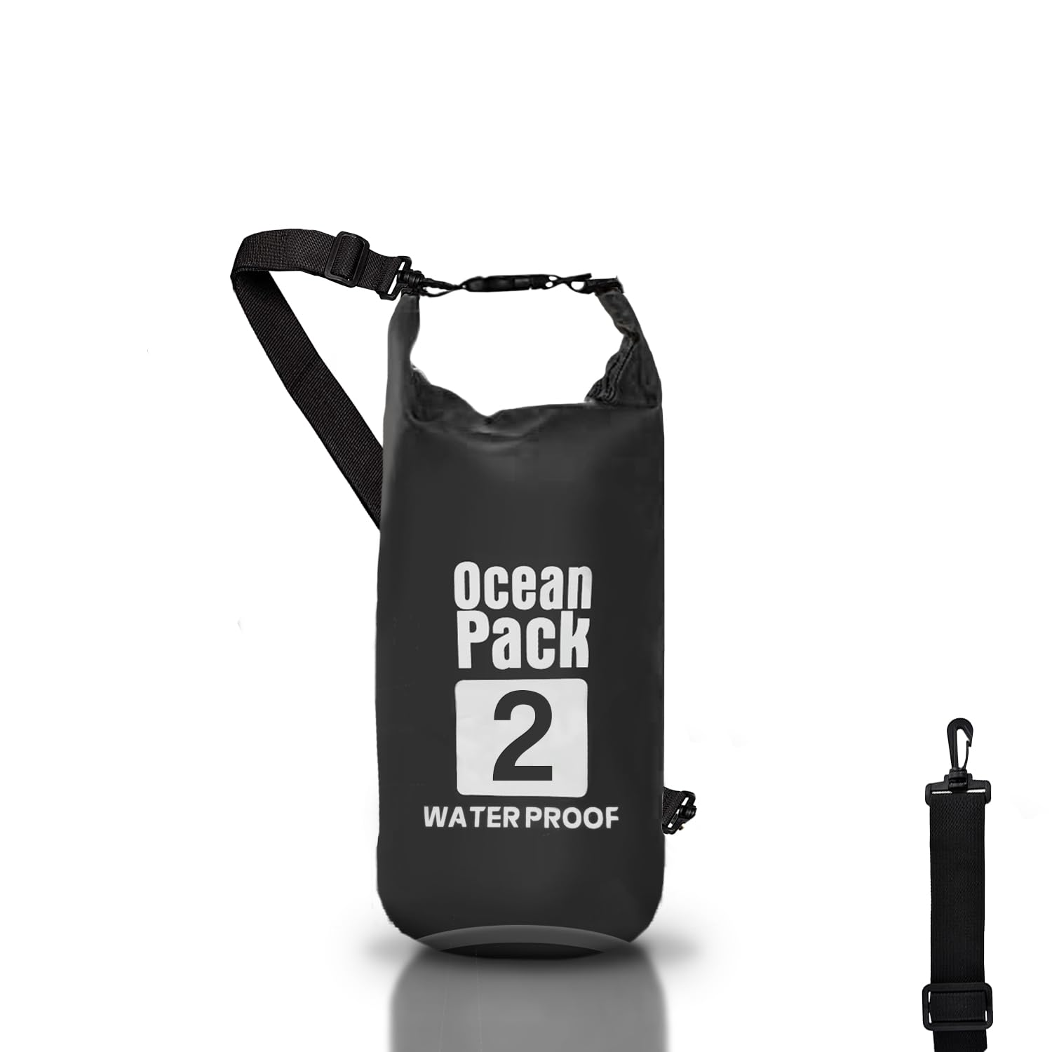 Cable Technologies Dry Bag, Waterproof Backpack, Roll Closure and Shoulder Strap, Waterproof Mobile Phone Bag and Waist Bag for Sea Boat Fishing Rafting Beach Water Sports, Black, 2l, Waterproof Bag