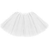 ASKHOPE White Tutu for Toddler Girls 4-12 yrs 3 Layer Kids Tutu Skirts Tulle Ballet Tutus Dress Up for Party Halloween Costume