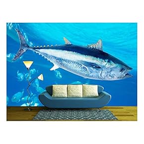 Bluefin Tuna Thunnus Thynnus Saltwater Fish in Mediterranean - Removable Wall Mural | Self-Adhesive Large Wallpaper - 66x96 inches
