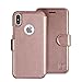 Compatible with iPhone X Wallet Case -Slim & Lightweight Flip Case with Credit Card Holder - Wallet Case For Women & Men - Faux Leather i phone Xs Purse Cases with Magnetic Closure – Rose Gold