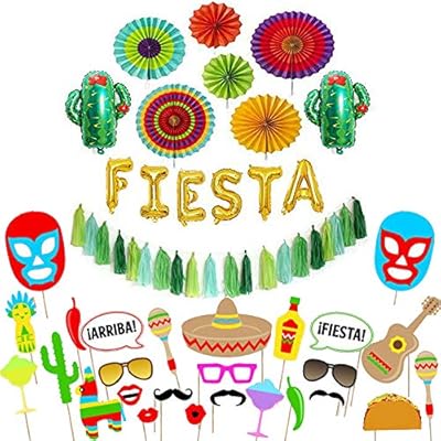 Fiesta Party Decorations Pack Cactus Decor Foil Balloons Gold