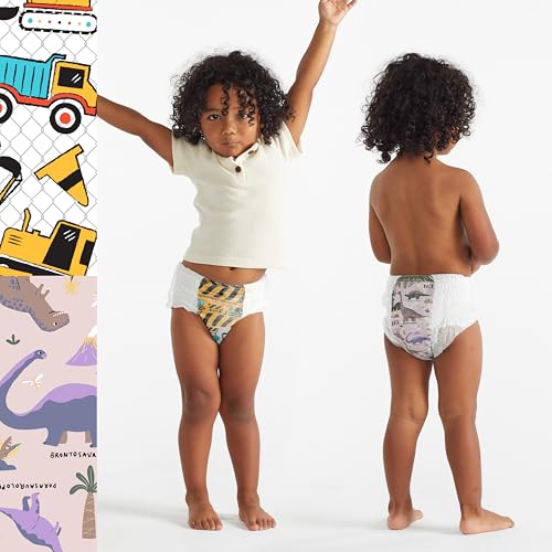 The Honest Company Clean Conscious Training Pants for Sensitive Skin | Hypoallergenic, Fragrance Free | Rompin' & Stompin' + Diggin' It | Size 3T/4T (32-40 lbs), 57 Count