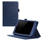 Fire 7 2015 Case, Amazon Fire 7 Case, rooCASE Dual View Leather PU Folio Slim Fit Lightweight Folding Cover with Stand for Fire 7 5th Gen 2015, Navy