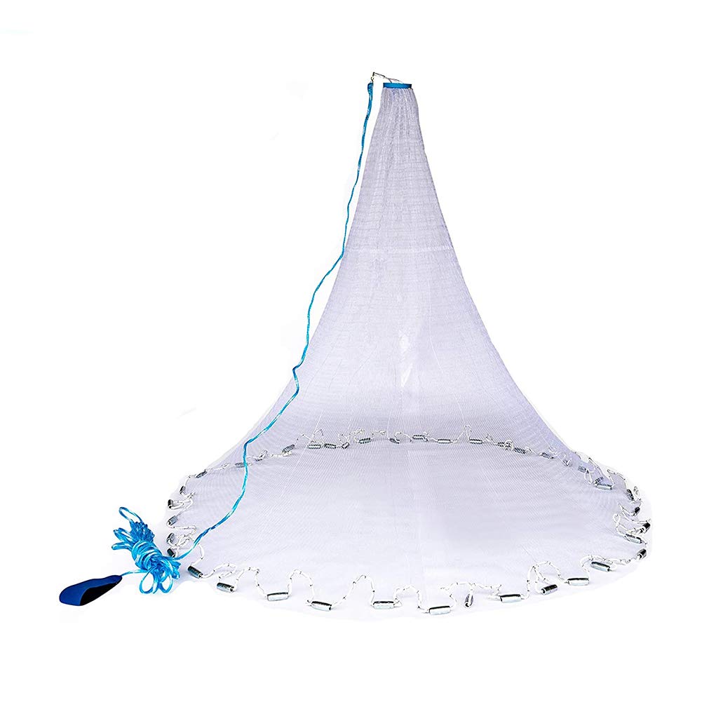 LawaiaSaltwater Fishing Cast Net Nylon Monofilament for Bait Trap Fish Throw Net,Cast Nets 3/8inch Mesh Size 4-12FT Radius Throw Net Freshwater Casting Nets